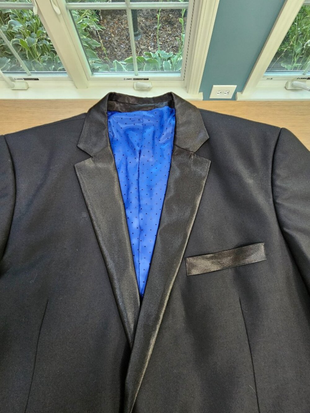 SnapSuits Custom Black Satin Tuxedo Suit 44L 38x32 Men's Formal